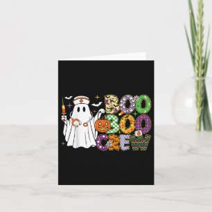 Carte Boo Boo Crew Nurse Funny Ghost Pumkin Halloween Wo