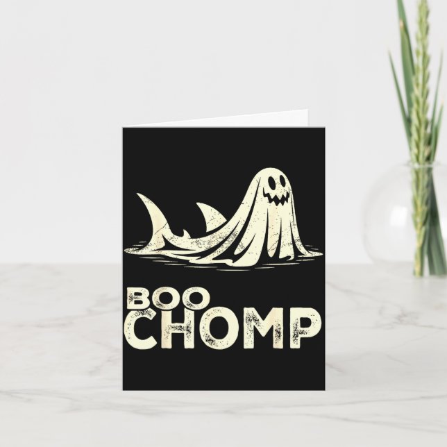 Carte Boo chomp – requin fantôme drôle halloween rétro  (Devant)