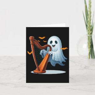Carte Boo Ghost Jouer Harp Halloween instrument de musiq