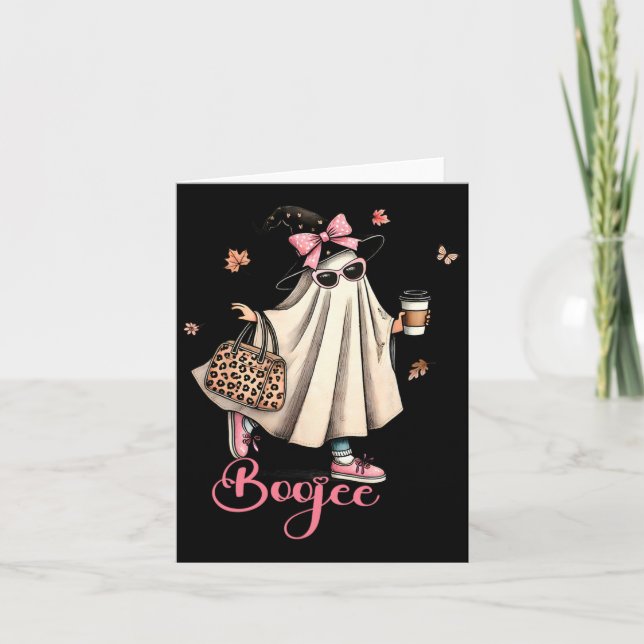 Carte Boo Jee Ghost Boire Café Coquette Bow Hallowe (Devant)