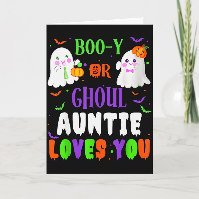 Carte Boo-y Or Ghoul Auntie Loves You Boo Halloween Baby (Devant)