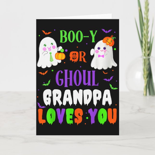 Carte Boo-y Or Ghoul Grandpa Loves You Boo Halloween Bab (Devant)