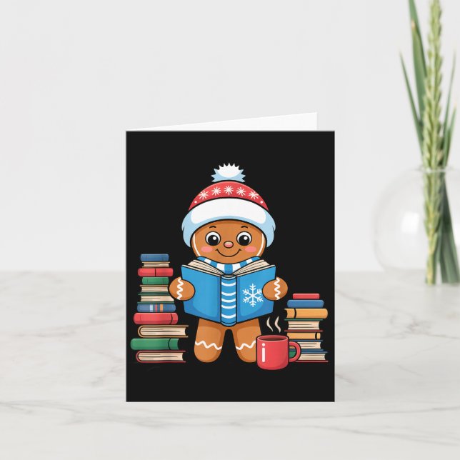 Carte Bookish Gingerbread Reading Books Christmas Pajama (Devant)