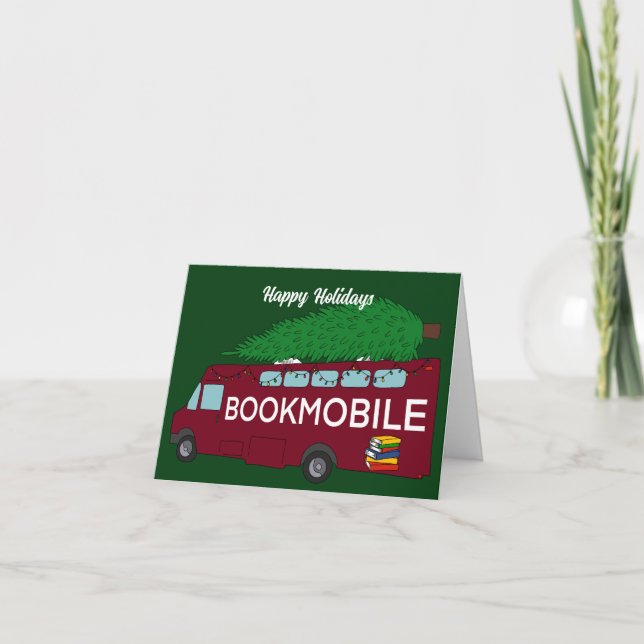 Carte Bookmobile avec Arbre de Noël sur le dessus Person (Devant)