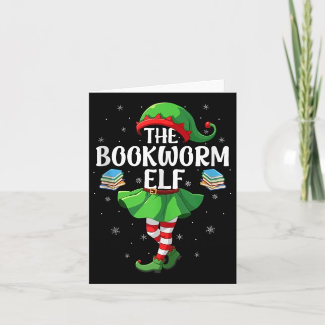 Carte Bookworm Elf Christmas Girls Women Elf Squad Xmas  (Devant)