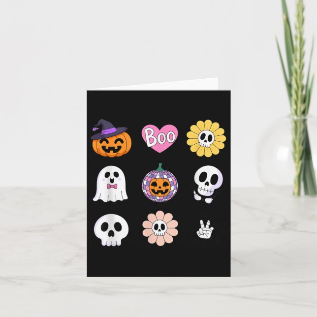 Carte Boom Ghost Citrouille Disco Crâne Halloween Vibes (Devant)