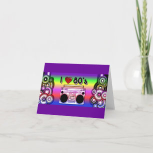 Carte Boombox 80's Retro 80's Note Card