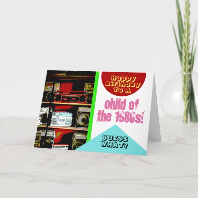 Carte Boombox Boom Box Enfant 1980s 80s Anniversaire amu (Devant)