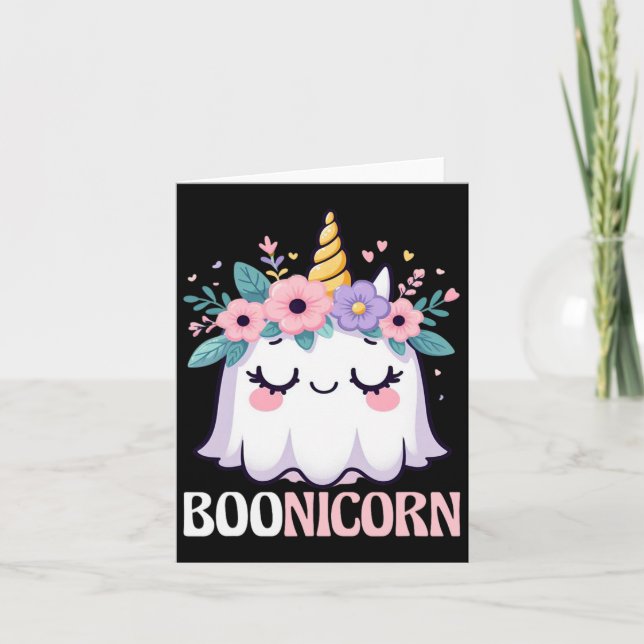 Carte Boonicorn Unicorn Ghost Halloween Hommes Femmes En (Devant)