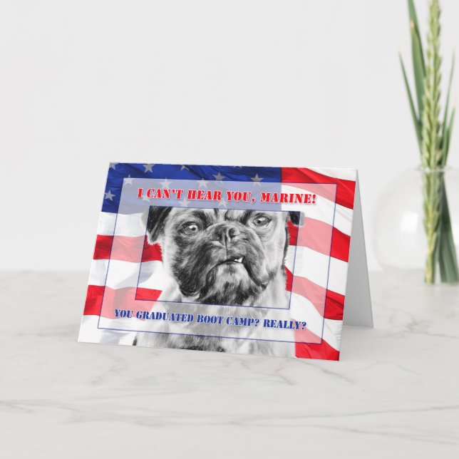Carte Boot Camp Gradué Funny Grumpy Carlin Chien (Devant)