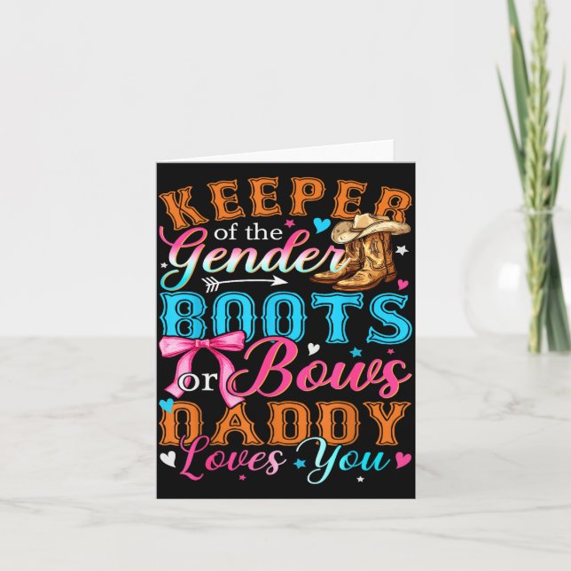 Carte Boots Or Bows Daddy Loves You Gender Reveal Family (Devant)