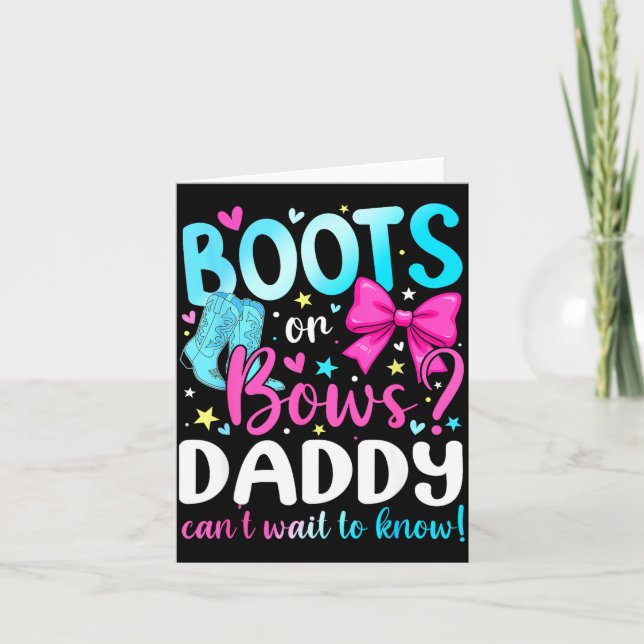 Carte Boots Or Bows Daddy Loves You Gender Reveal Party  (Devant)