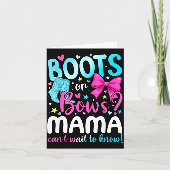 Carte Boots Or Bows Mama Loves You Gender Reveal Party  (Devant)