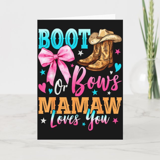 Carte Boots Or Bows Mamaw Loves You Gender Reveal Family (Devant)