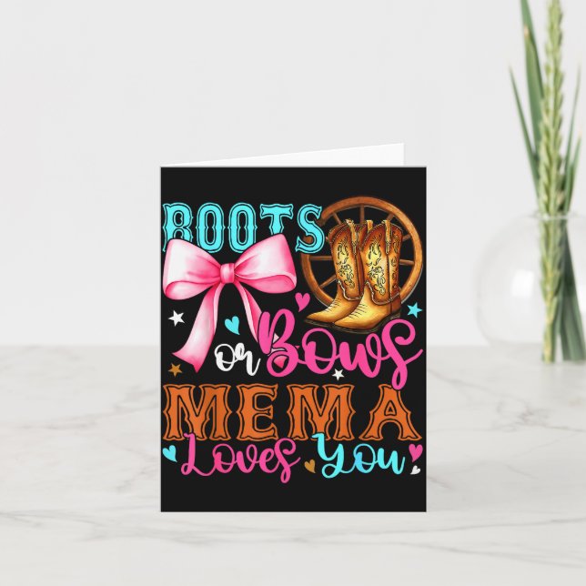 Carte Boots Or Bows Mema Loves You Gender Reveal Party  (Devant)