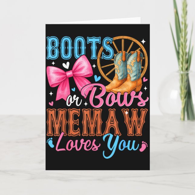 Carte Boots Or Bows Memaw Loves You Gender Reveal Family (Devant)