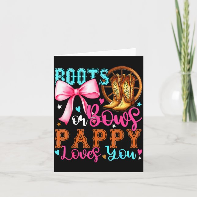 Carte Boots Or Bows Pappy Loves You Gender Reveal Party  (Devant)