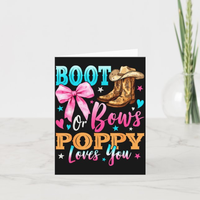 Carte Boots Or Bows Ppy Loves You Gender Reveal Family  (Devant)
