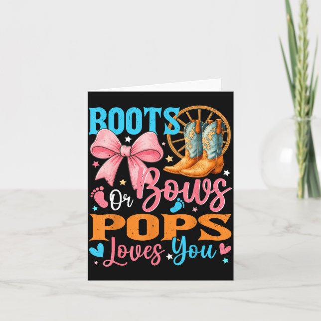 Carte Boots Or Bows Ps Loves You Gender Reveal Family  (Devant)