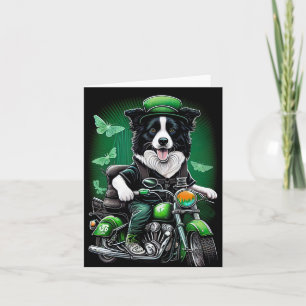 Carte Border Collie Chien Conduisant un Vélo St. Patrick