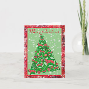 Carte Border Collie Chien Joyeux Noël Arbre avec Étoiles