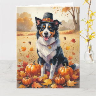 Carte Border Collie en Feuilles d'Automne Art de Thanksg