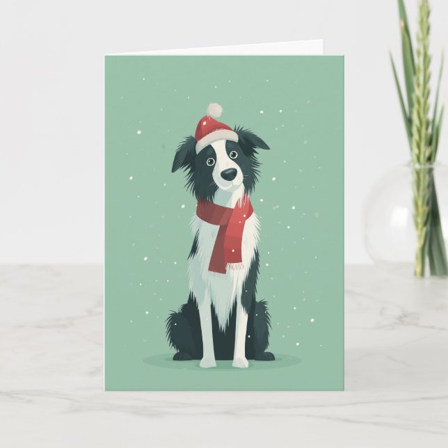 Carte Border Collie Holiday Greeting (Devant)