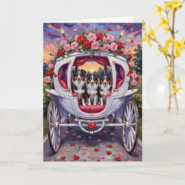 Carte Border Collie Saint-Valentin (Fleur jaune)