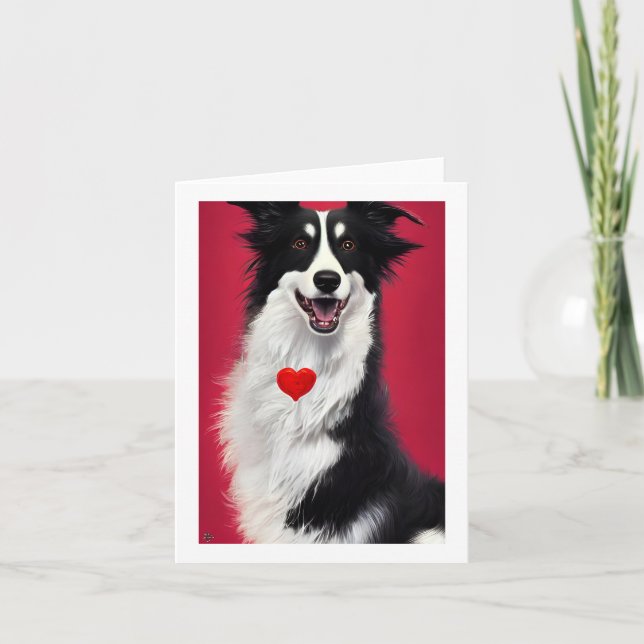 Carte border collie valentines dessin animé (Devant)
