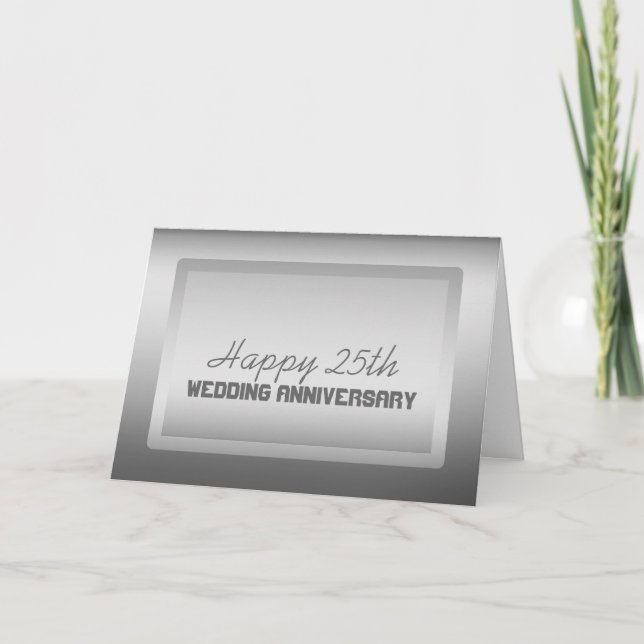 Carte Bordure argent 25e anniversaire de mariage (Devant)