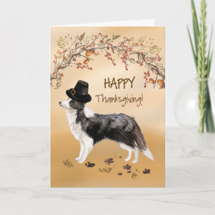 Carte Bordure Collie Funny Pèlerin Casquette Thanksgivin