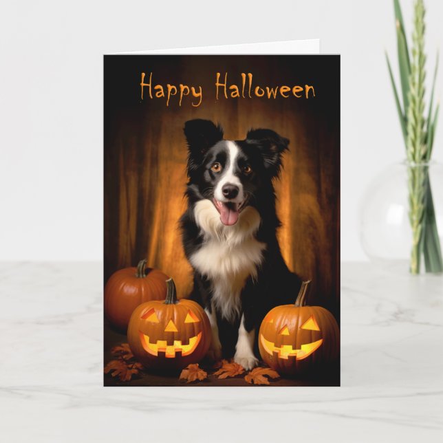 Carte Bordure Collie Halloween (Devant)