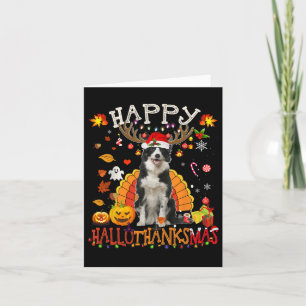 Carte Bordure Collie Halloween Chien de Noël Happy Hallo