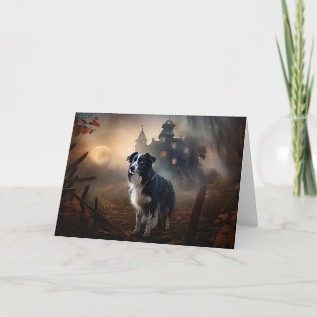 Carte Bordure Collie Halloween effroi (Devant)