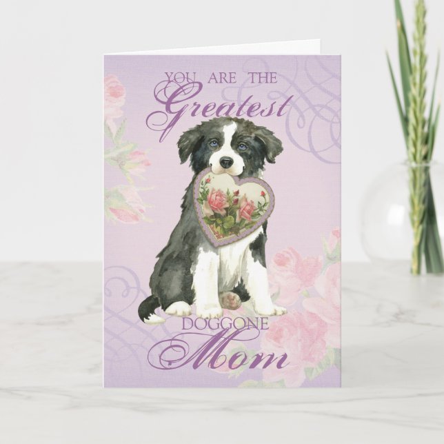 Carte Bordure Collie Heart Maman (Devant)