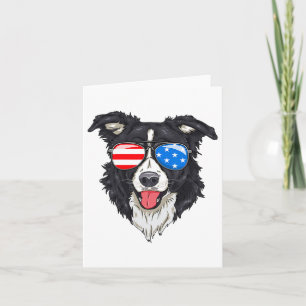 Carte Bordure Collie Lover Chien patriotique 4 juillet A