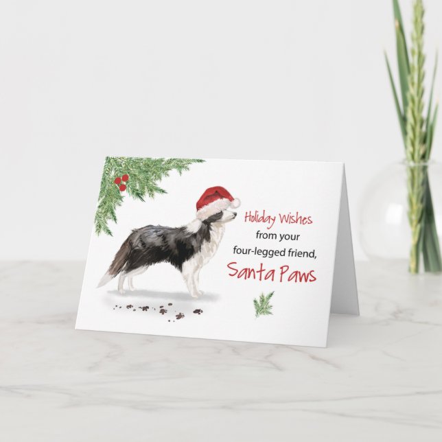 Carte Bordure Collie Noël du chien dans Funny Père Noël (Devant)