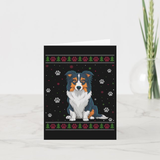 Carte Bordure Collie Sweat de Noël Xmas Animaux de compa (Devant)