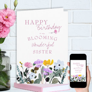 Carte Bordure de fleurs sauvages Fleurissant Anniversair