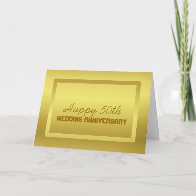 Carte Bordure dorée 50e anniversaire de mariage (Devant)