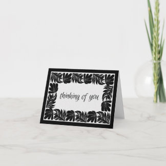 Carte Bordure Florale Pensées pour Vous, Noir & Blanc