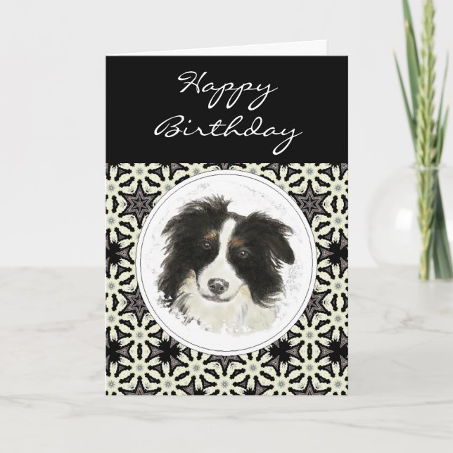 Carte Bordure générale Anniversaire Collie Chien animal (Devant)