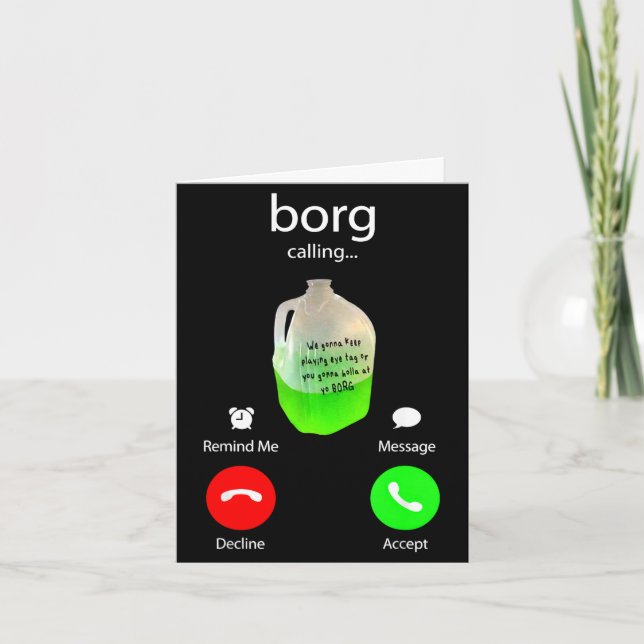 Carte Borg appelant boisson de fête drôle écran de télép (Devant)