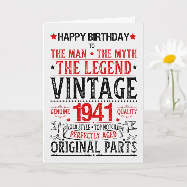 Carte Born in 1941 Birthday the Man the Myth the Legend (Petite plante)