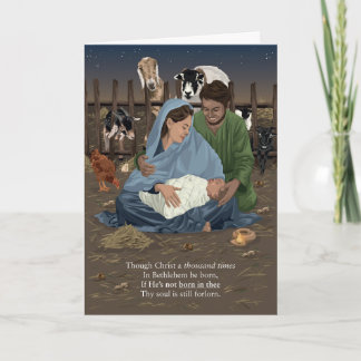Carte Born in Thee Nativity Christmas Card