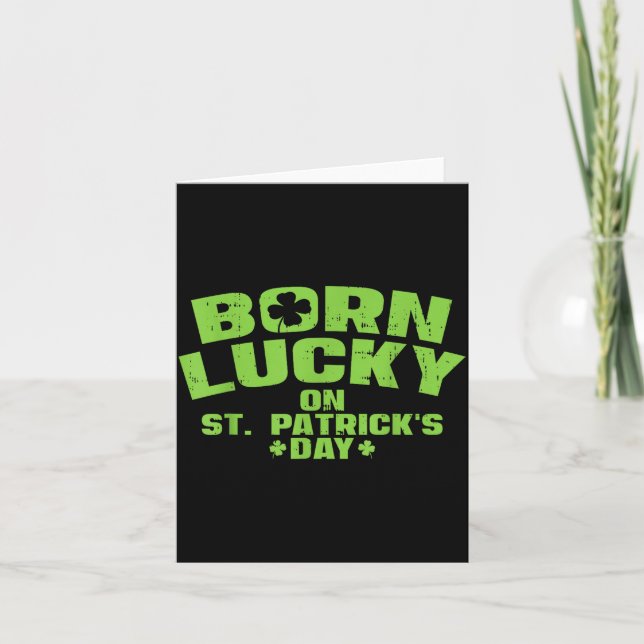 Carte Born Lucky On St Patricks Day Shirt Birthday Boy G (Devant)