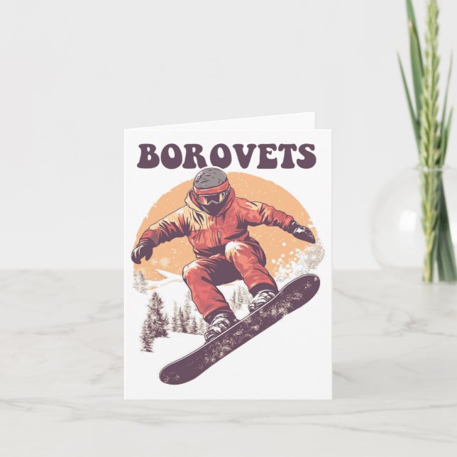 Carte Borovets Bulgarie Retro Snowboard (Devant)