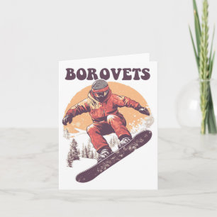 Carte Borovets Bulgarie Retro Snowboard