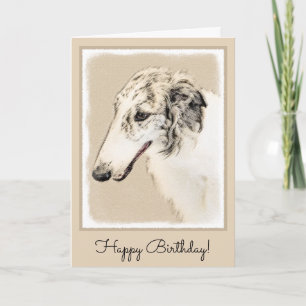 Carte Borzoi (Brindle d'argent) Peinture originale de ch