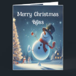 Carte Boss Happy Snowman Hot Chocolate Noël<br><div class="desc">Joli Snowman Hot Chocolate Noël pour votre patron</div>